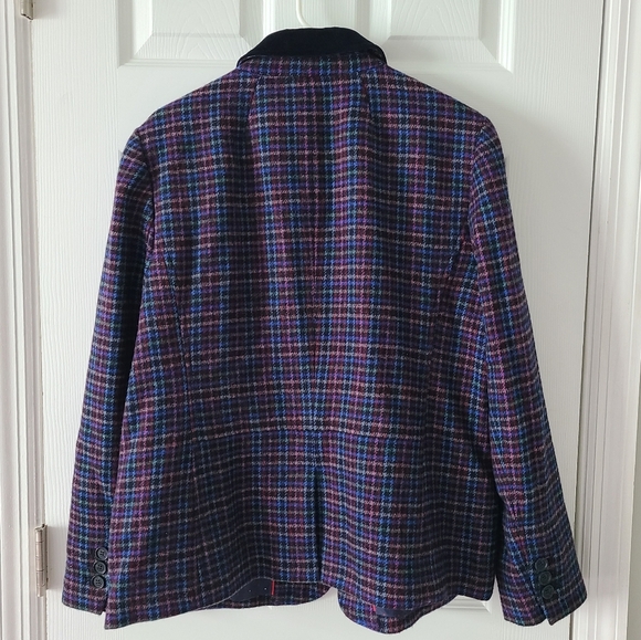 Talbots Mistletoe Plaid Shetland Wool Blazer - Picture 4 of 8